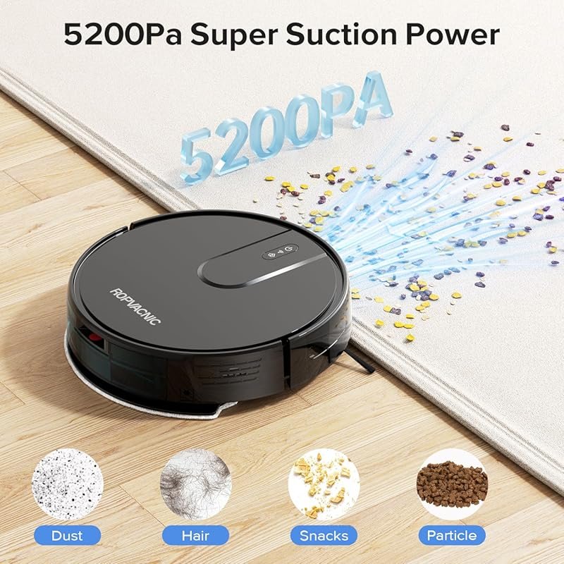 ROPVACNIC Robot Vacuum and Mop Combo featuring 5200Pa Suction, Persona
