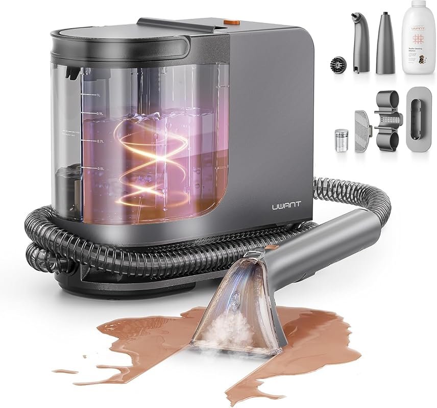 uwant Portable Carpet Cleaner with Steam and Hot Water, 18Kpa Suction 