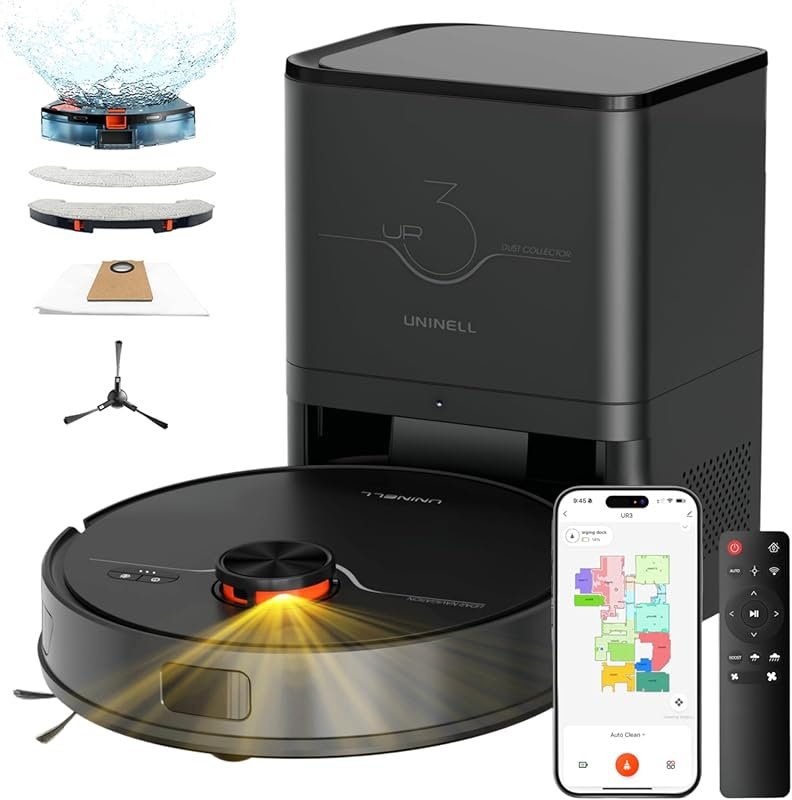 Robot Vacuum and Mop Combo with Self-Emptying Base: 7000Pa Suction, Li