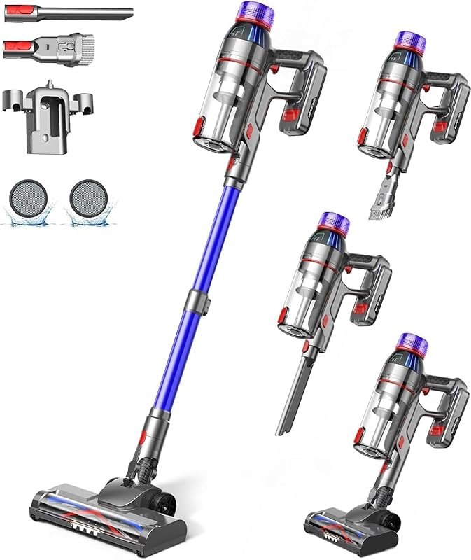 Cordless Stick Vacuum with 2600mAh Battery: Powerful Suction, Tangle-F