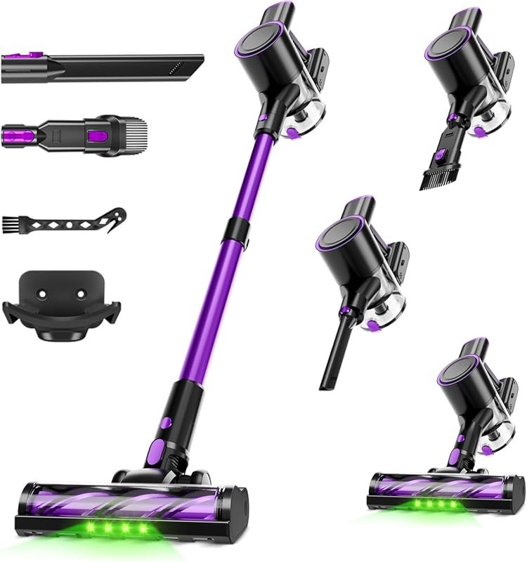 500W Cordless Stick Vacuum: 40KPa, LED Display, Anti-Tangle, Wall Moun