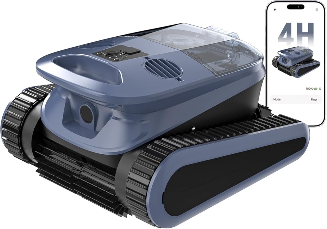 (2026 New) SAT40 Cordless Robotic Pool Cleaner with 2 Brushes & Motors