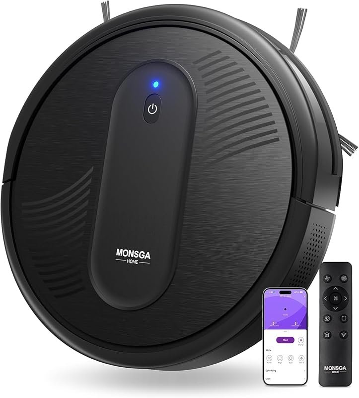 MONSGA 4000Pa Super-Slim Robot Vacuum: 140 Min Runtime, Multiple Contr
