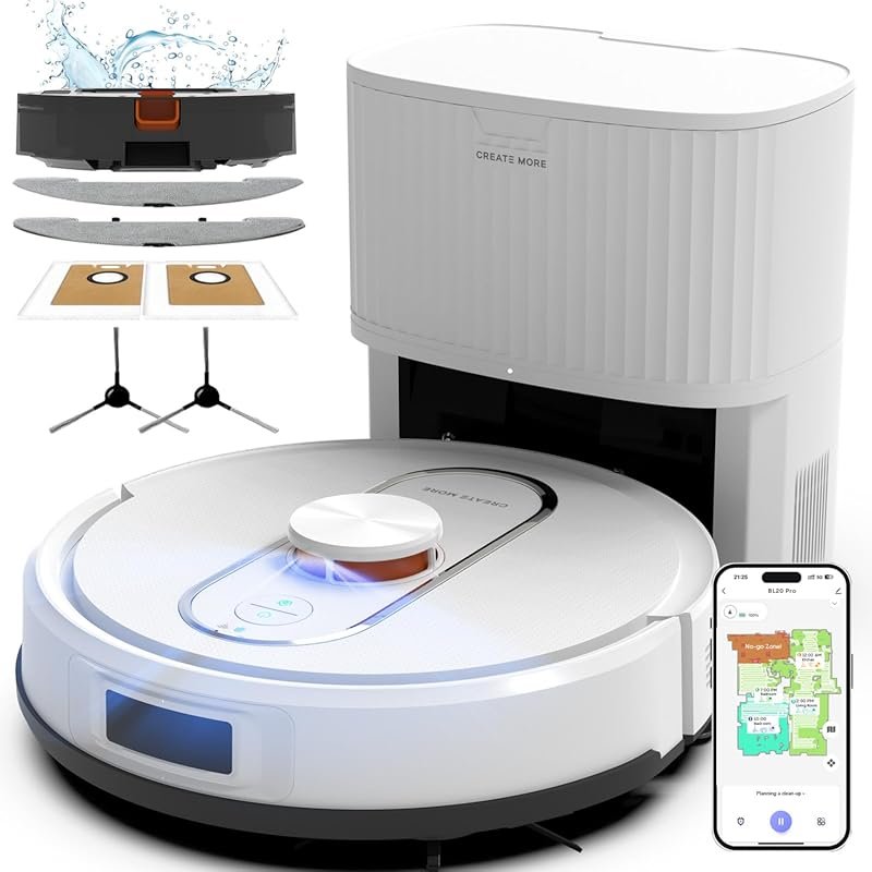 Robot Vacuum and Mop with 90-Day Self-Emptying, LiDAR Navigation, No-G