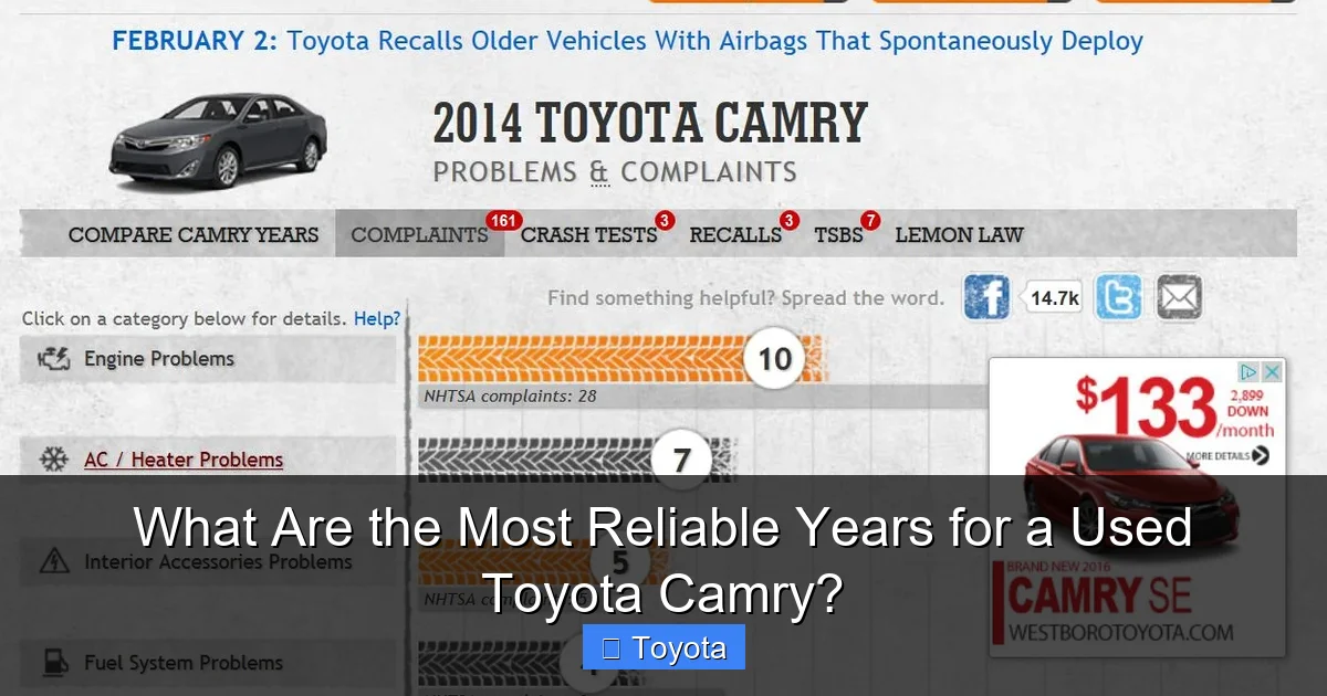 What Are the Most Reliable Years for a Used Toyota Camry?