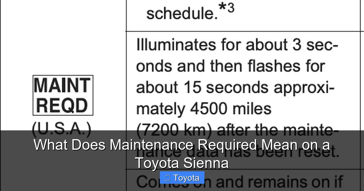 What Does Maintenance Required Mean on a Toyota Sienna