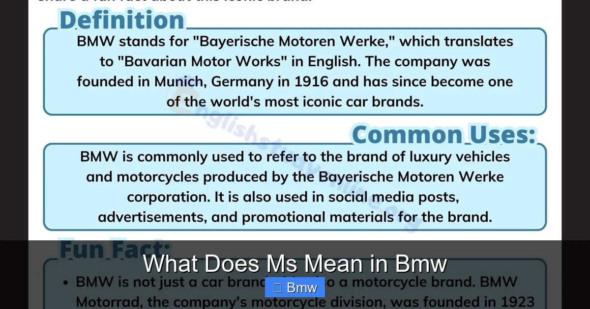 What Does Ms Mean in Bmw