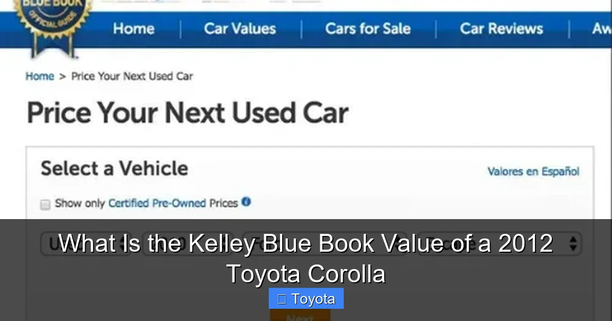 What Is the Kelley Blue Book Value of a 2012 Toyota Corolla