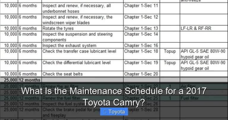 What Is the Maintenance Schedule for a 2017 Toyota Camry?