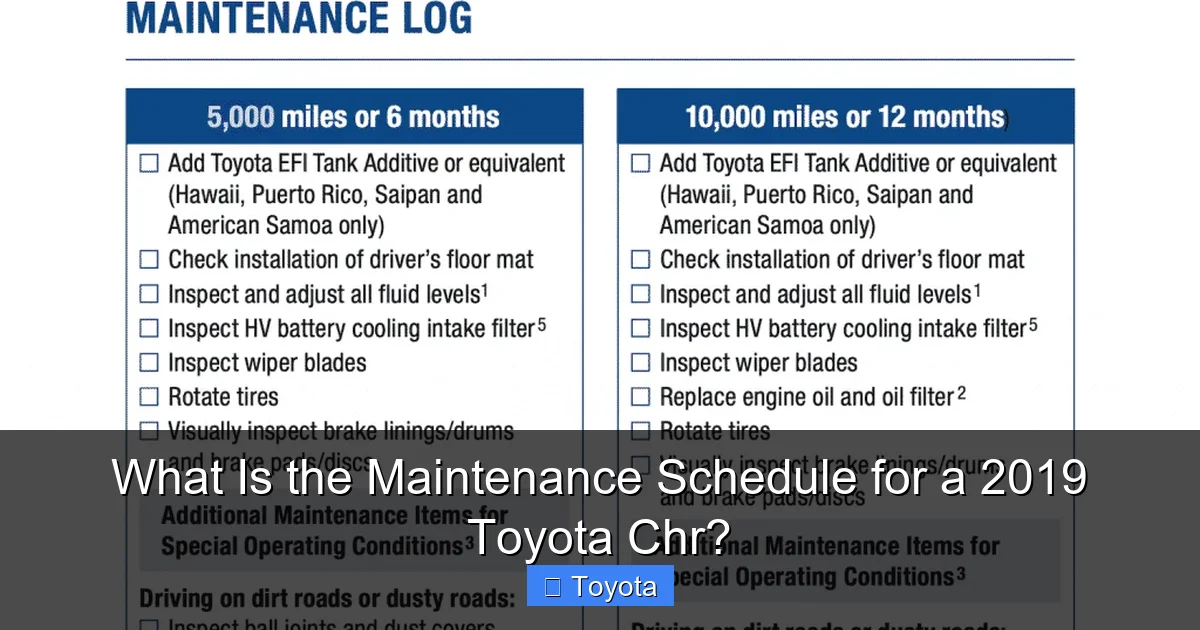 What Is the Maintenance Schedule for a 2019 Toyota Chr?