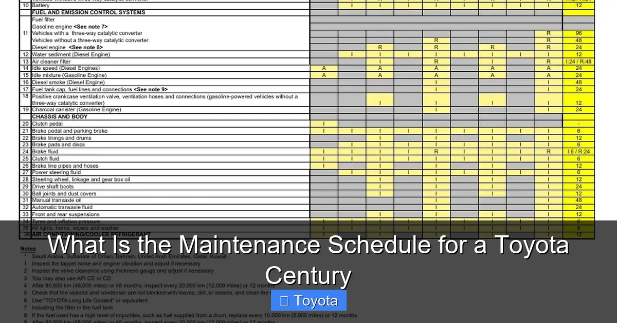 What Is the Maintenance Schedule for a Toyota Century