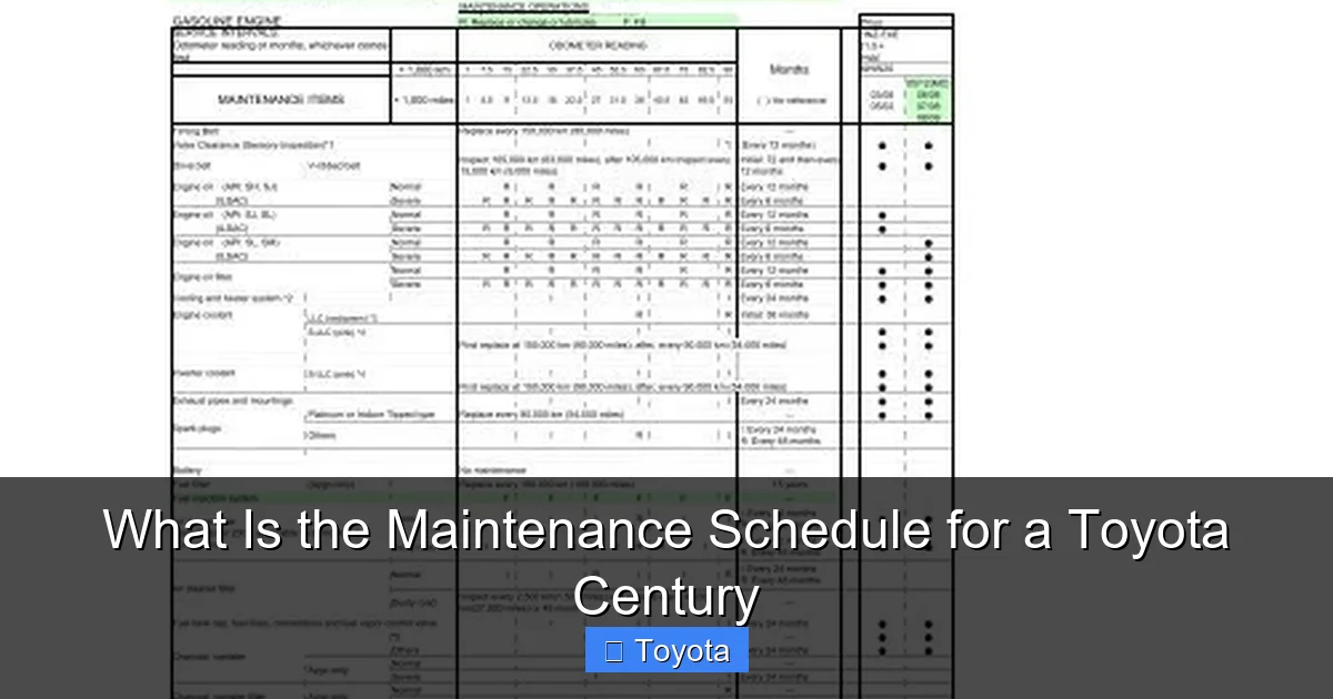 What Is the Maintenance Schedule for a Toyota Century