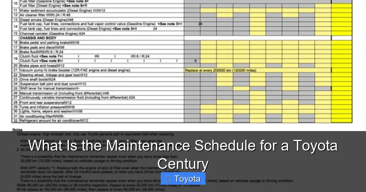 What Is the Maintenance Schedule for a Toyota Century