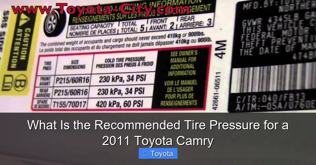 What Is the Recommended Tire Pressure for a 2011 Toyota Camry