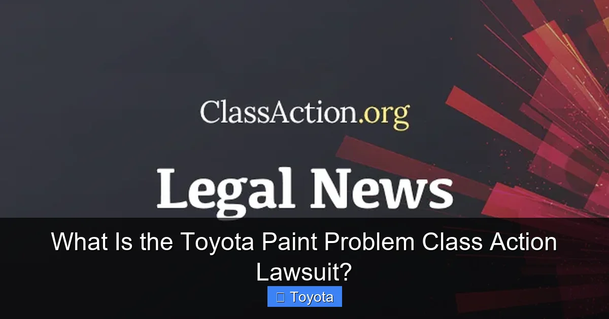 What Is the Toyota Paint Problem Class Action Lawsuit?