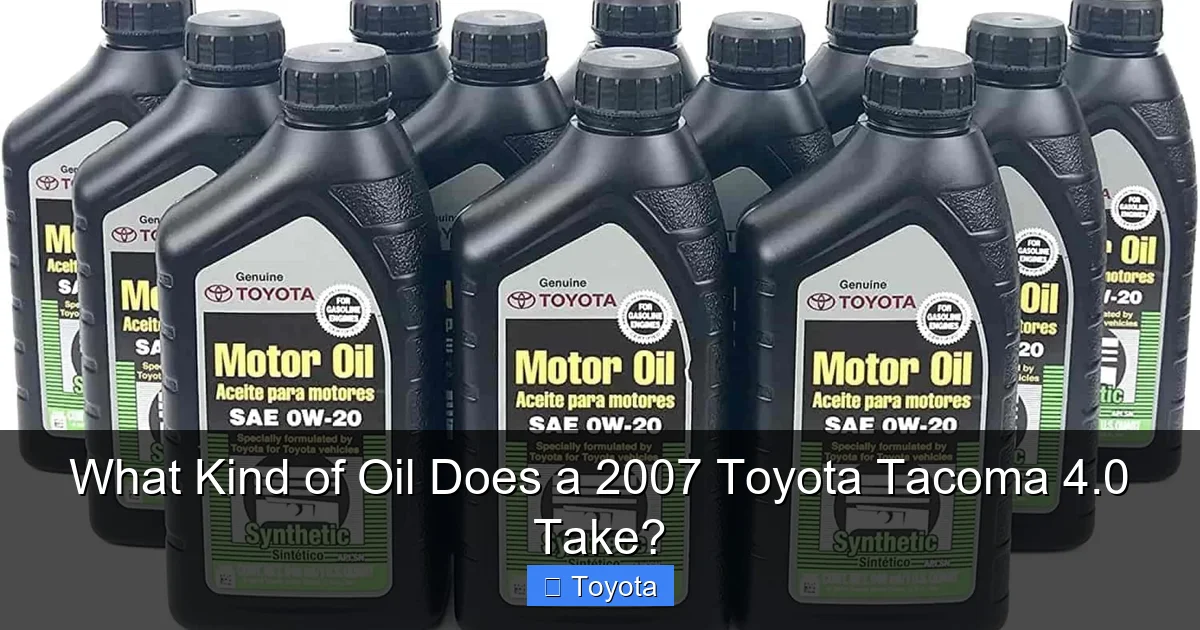What Kind of Oil Does a 2007 Toyota Tacoma 4.0 Take?
