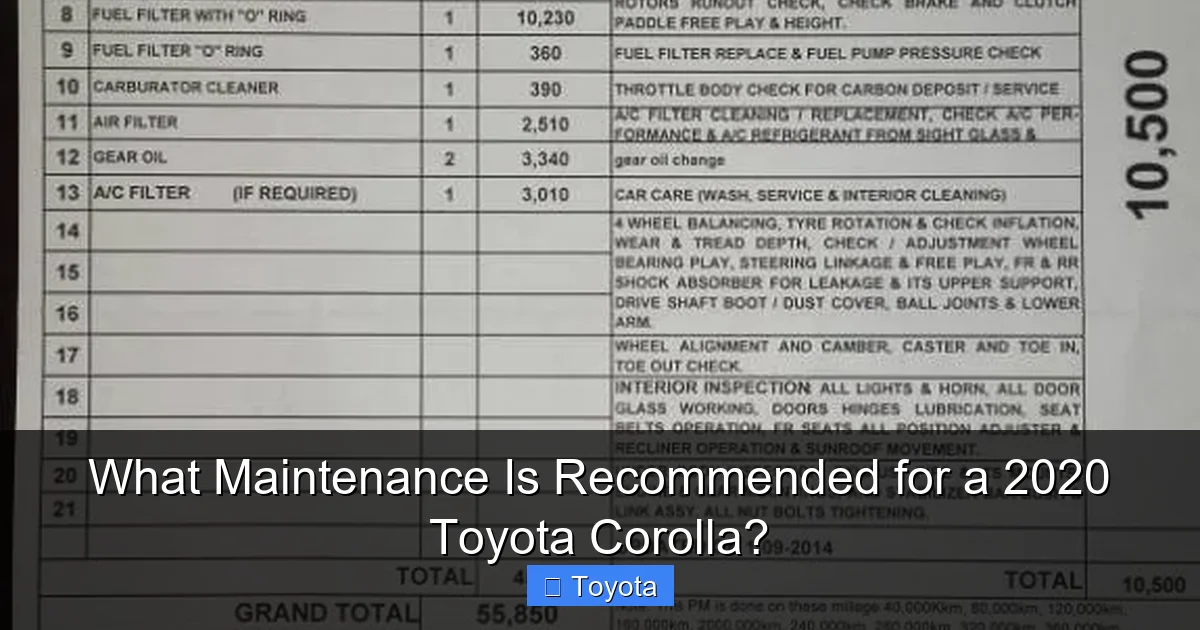 What Maintenance Is Recommended for a 2020 Toyota Corolla?