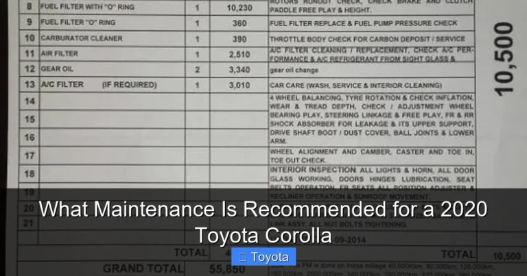 What Maintenance Is Recommended for a 2020 Toyota Corolla