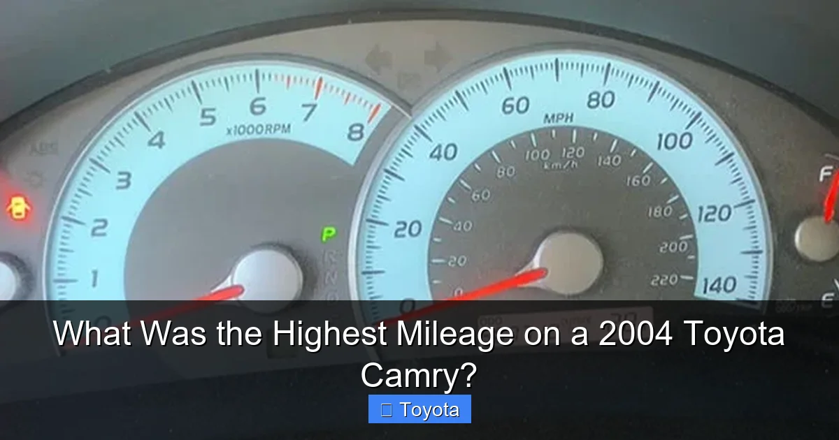 What Was the Highest Mileage on a 2004 Toyota Camry?