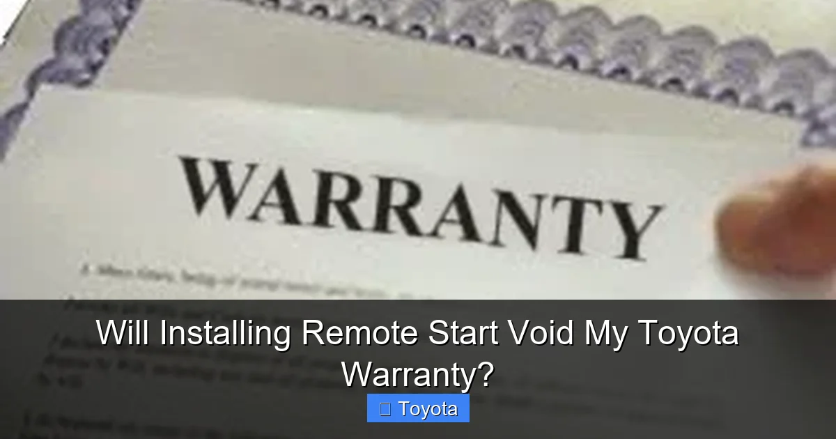 Will Installing Remote Start Void My Toyota Warranty?