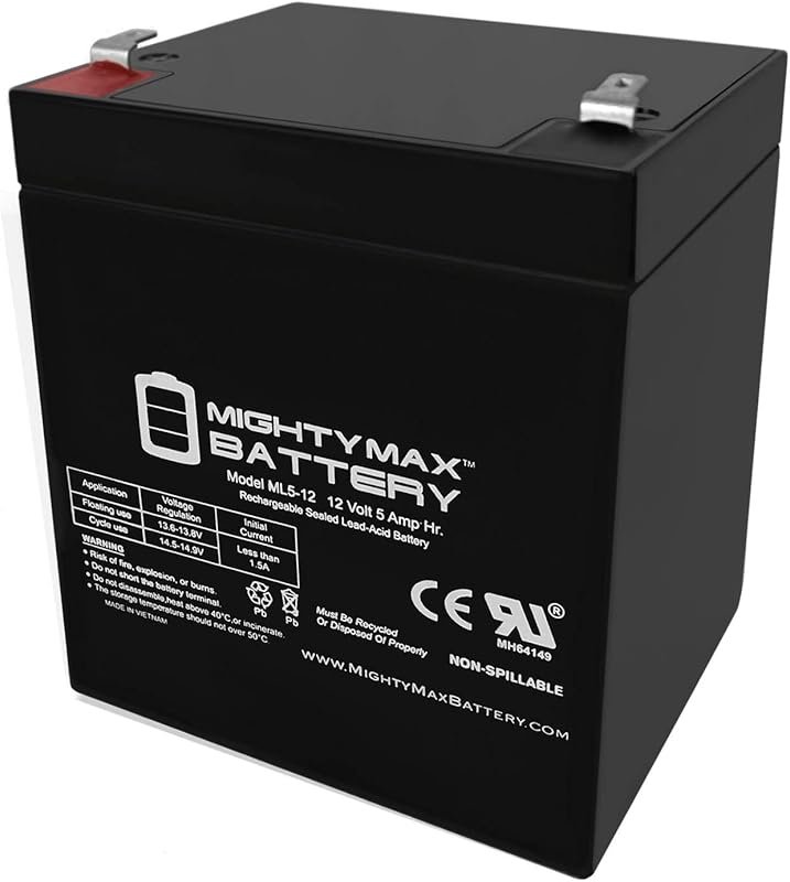 Mighty Max ML5-12 12V 5Ah SLA AGM Rechargeable Battery with F1 Termina