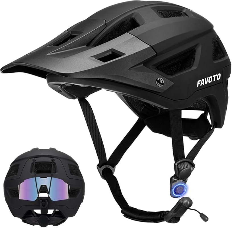 Favoto Lightweight Mountain Bike Helmet for Adults, Magnetic Buckle &