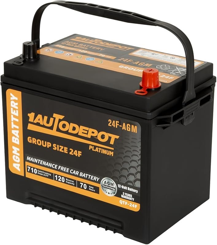 1AUTODEPOT BCI Group 24F 12V 70Ah Premium AGM Car Battery, 710CCA, 36 