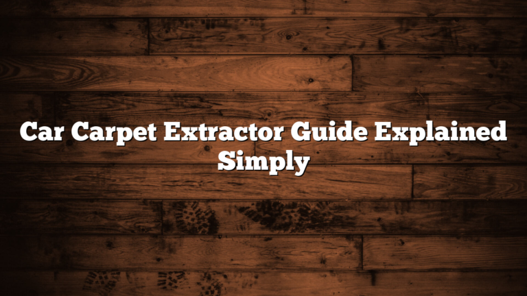 Car Carpet Extractor Guide Explained Simply