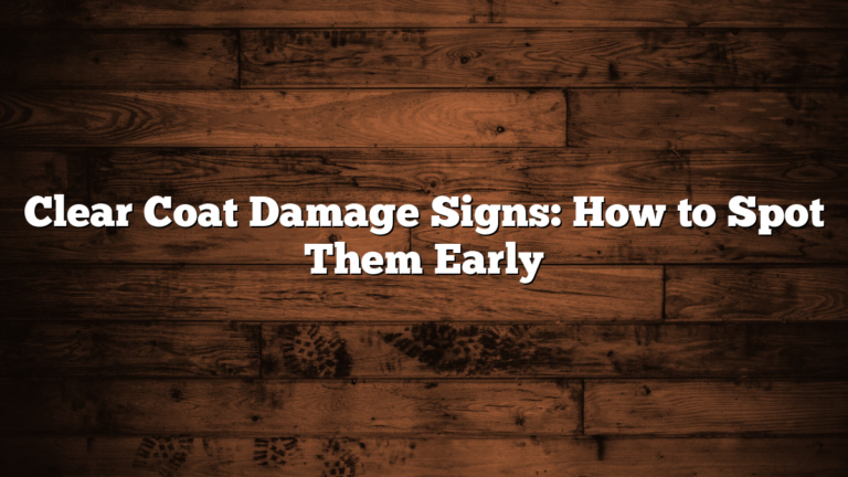 Clear Coat Damage Signs: How to Spot Them Early