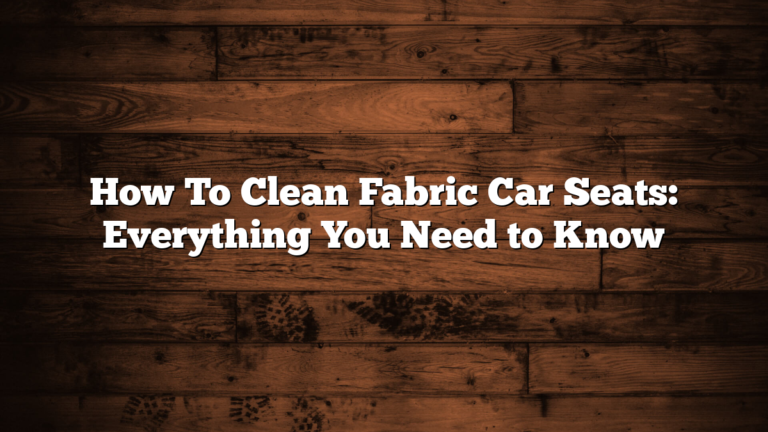 How To Clean Fabric Car Seats: Everything You Need to Know