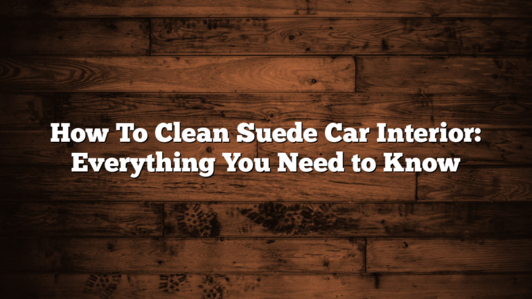 How To Clean Suede Car Interior: Everything You Need to Know