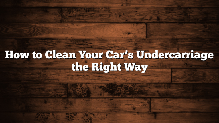 How to Clean Your Car’s Undercarriage the Right Way