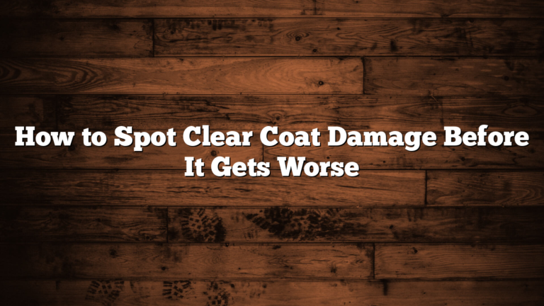 How to Spot Clear Coat Damage Before It Gets Worse