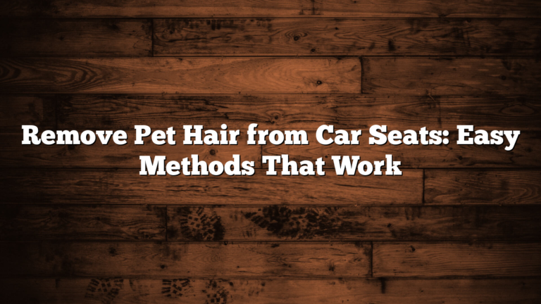 Remove Pet Hair from Car Seats: Easy Methods That Work