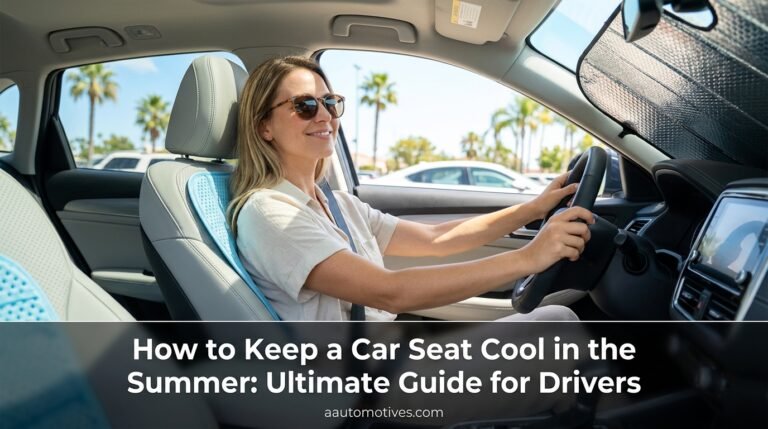 car owner using a sunshade and protecting car seats from summer heat