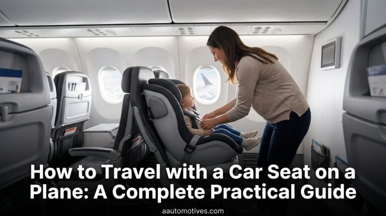 Practical tips on how to travel with a car seat on a plane terminal navigation.