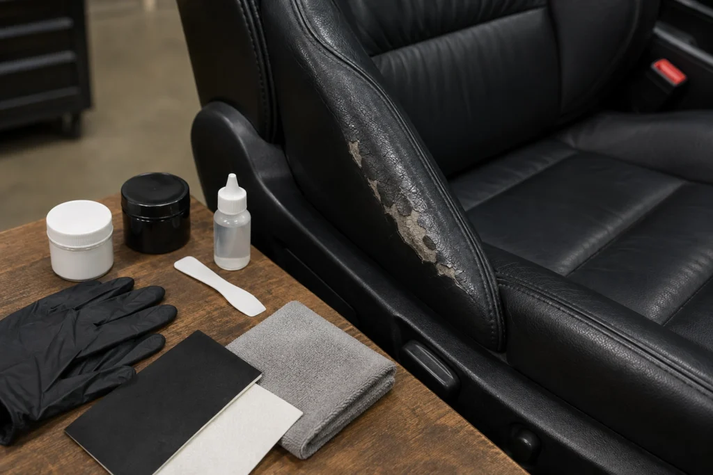 tools needed for how to repair a rip in a leather car seat