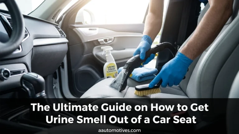 A professional auto detailer using an upholstery extraction machine on a car seat.