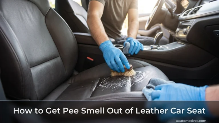 Person applying leather conditioner to a car seat with a microfiber cloth.