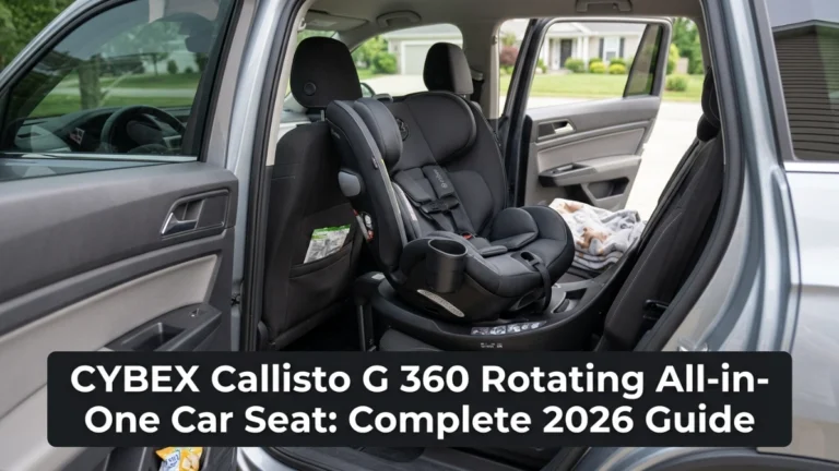 CYBEX Callisto G 360-style rotating car seat installed in a family SUV.