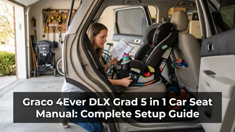 Parent checks a five-stage convertible car seat installation using the official manual.