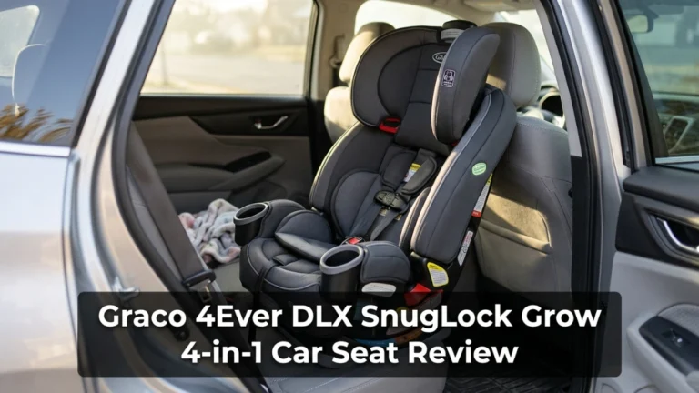 Graco-style 4-in-1 car seat installed in a family SUV with review title overlay.