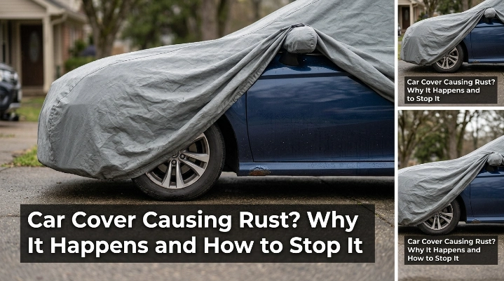 Car cover causing rust with condensation trapped against a damp parked vehicle