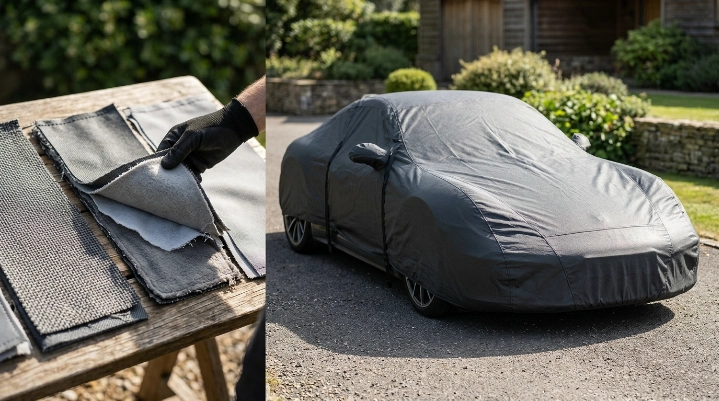 Different car cover fabrics compared for sun protection