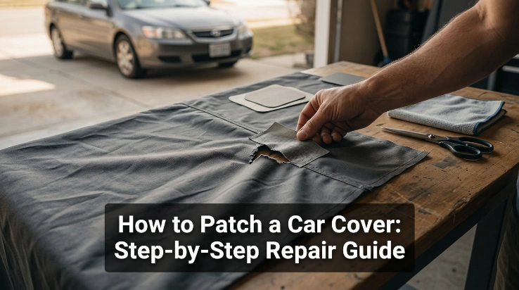 How to patch a car cover using a flexible repair patch on a small tear