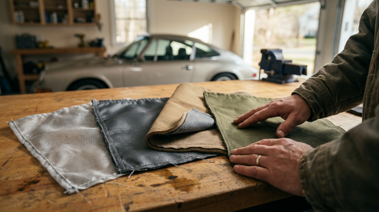 Outdoor and indoor car cover fabrics compared for UV resistance and sun exposure