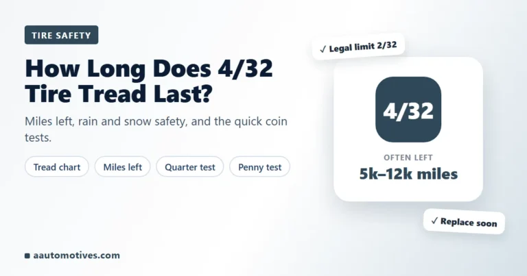 How long does 4/32 tire tread last: miles left and when to replace
