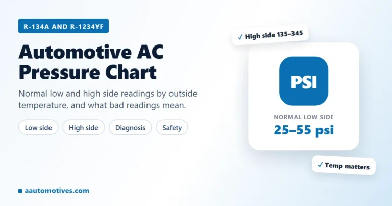 Automotive AC pressure chart guide with low side and high side gauge readings