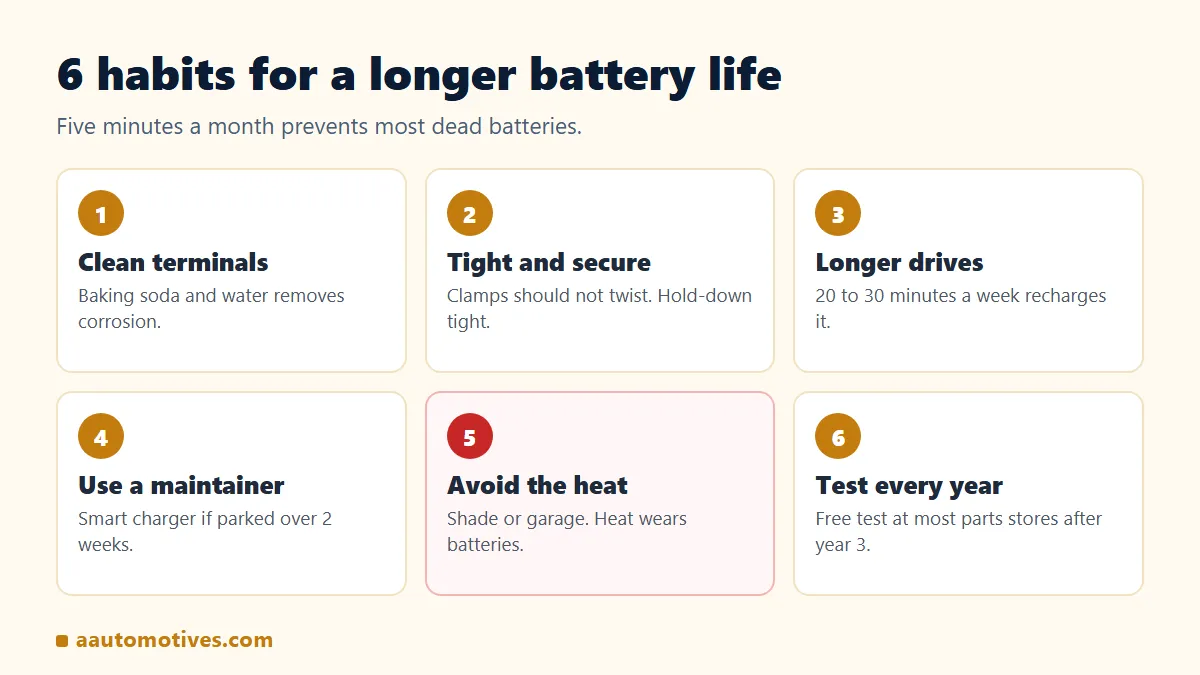 Car battery maintenance checklist: six habits that make a battery last longer