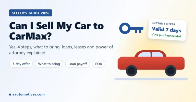 Sell my car to CarMax guide: red car, key and instant offer valid 7 days